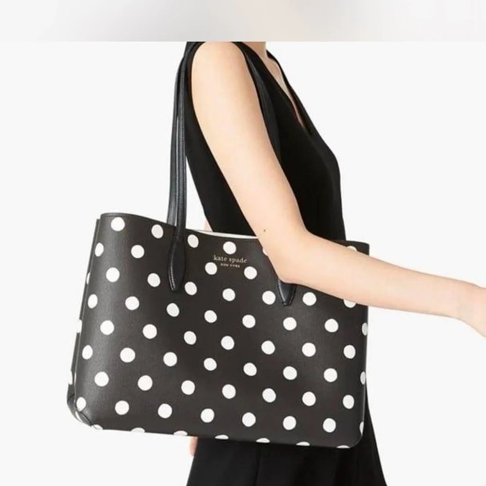 kate spade Black Tote with White Polka Dots